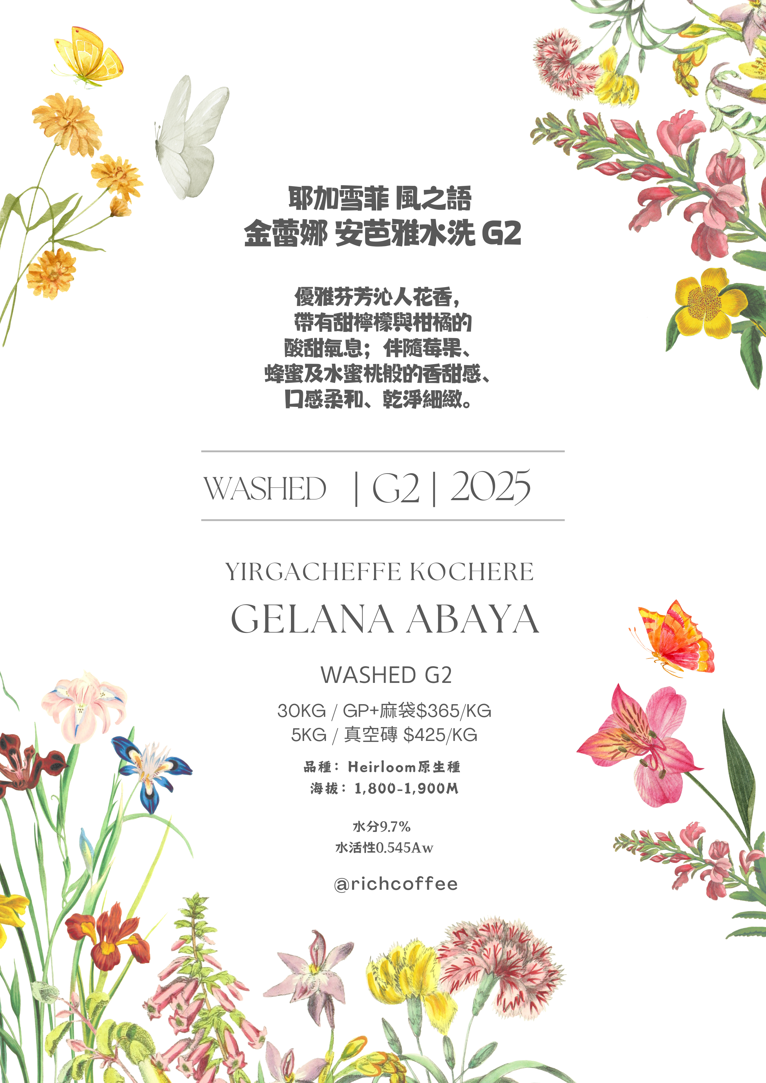 ETHIOPIA YIRGACHEFFE  GELANA ABAYA WASHED G2